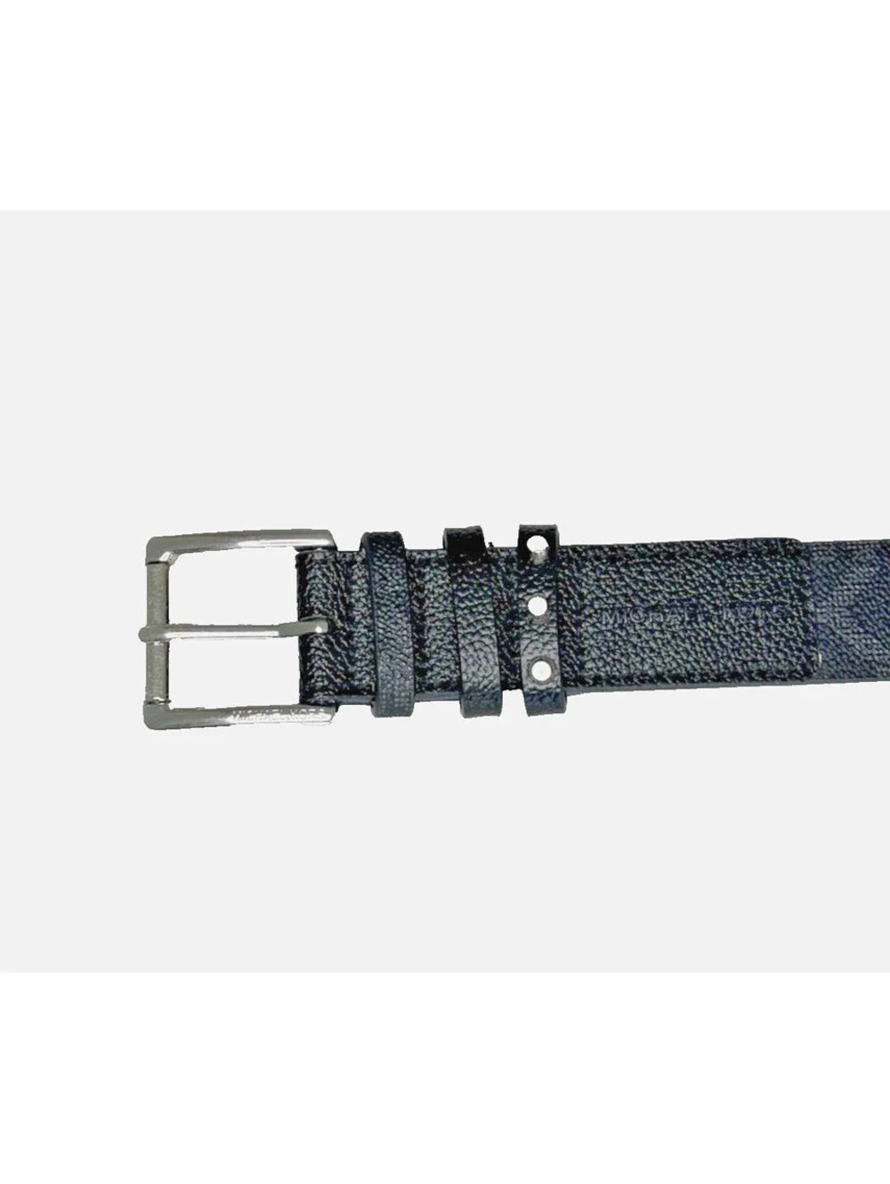 Michael Kors MK Luggage Logo Black Monogram Belt Silver Stud Buckle 37